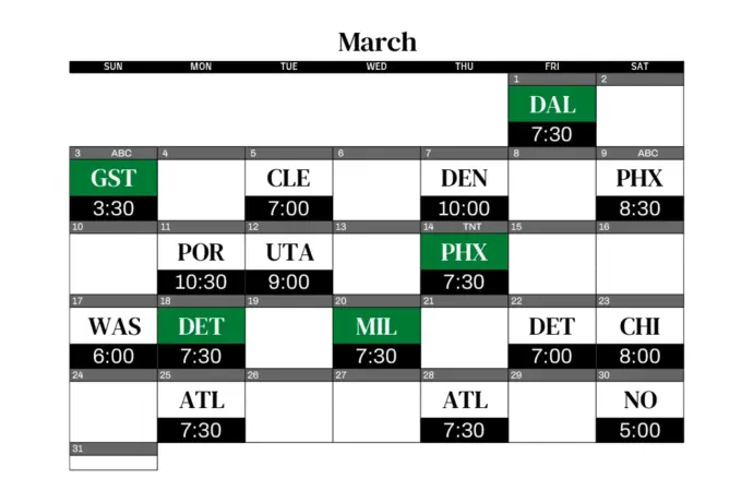 Boston Celtics Schedule for the 2023-2024 NBA Season