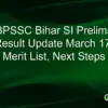 Bihar SI Result 2026: Key Updates and Details